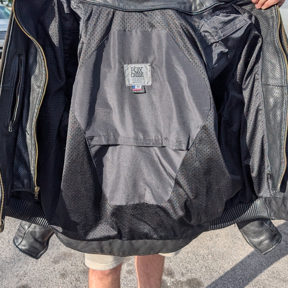 Men's Black Leather Zip-Front Jacket - Picture 7 of 7